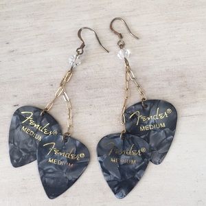 Gray And Gold Fender Dangle Earrings